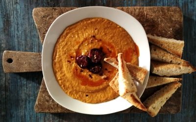 Spicy Spanish pumpkin soup with paprika oil & chorizo