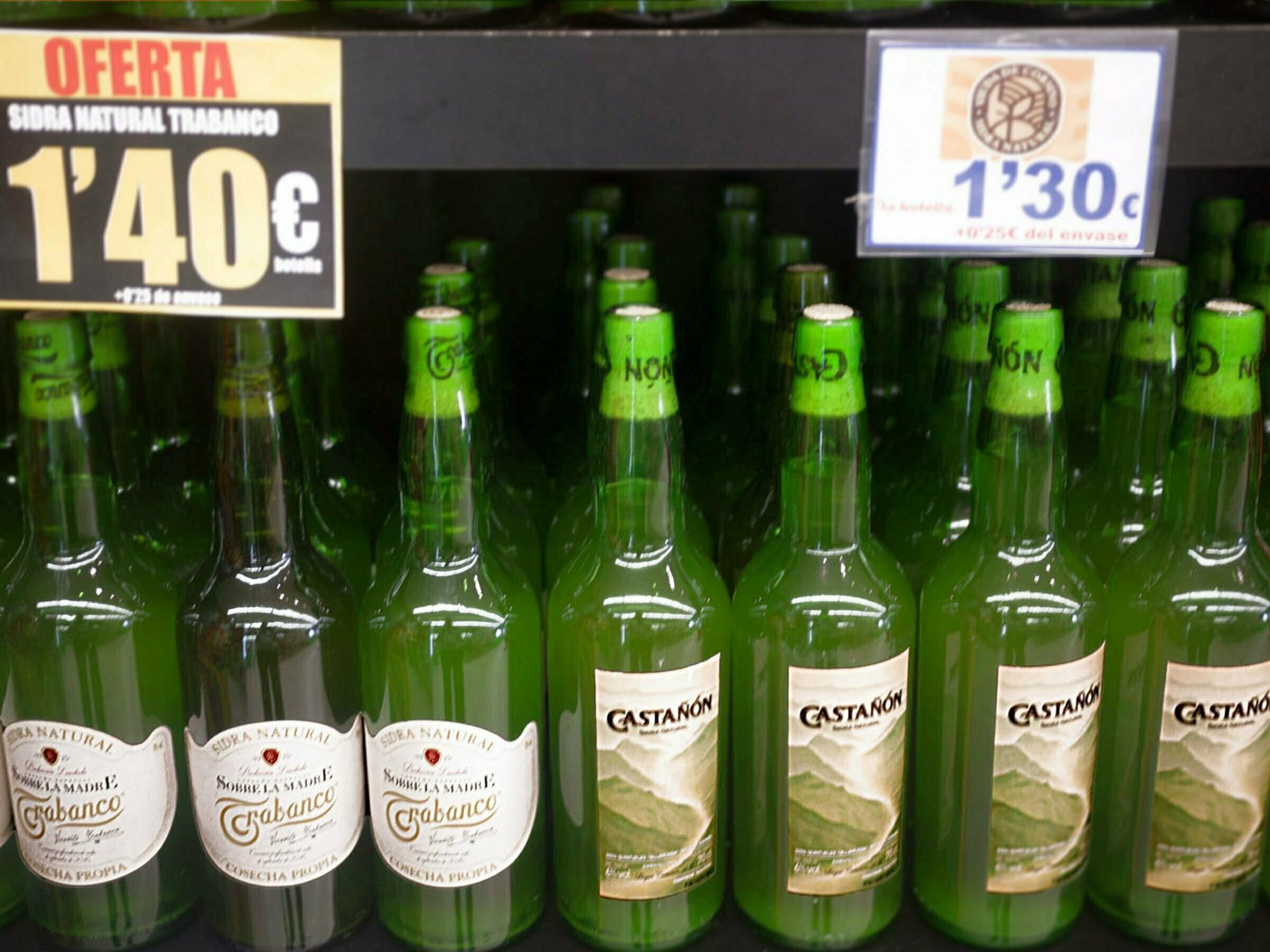 asturias-cider-bottles-2400x1800 Bottles of Asturian cider sit on a store shelf