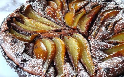 Chocolate and Pear Tart Infused in Sweet Spanish Sherry