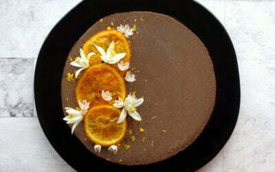 Baked Orange Chocolate cheesecake with sherried candy orange