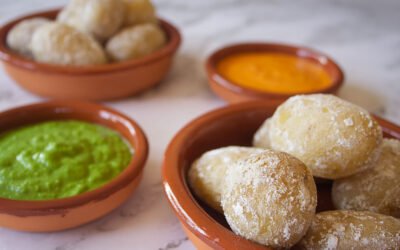 Papas arrugadas with mojo verde and a spicy mojo picón