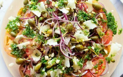 Mediterranean Tomato Salad (with Manchego and Pesto)