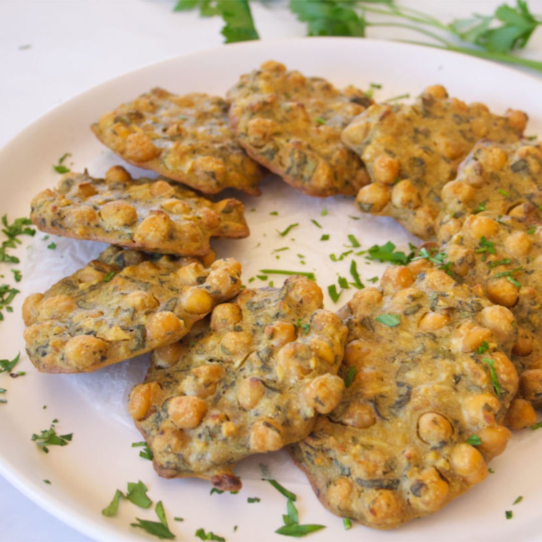 a plate of chickpea fritters