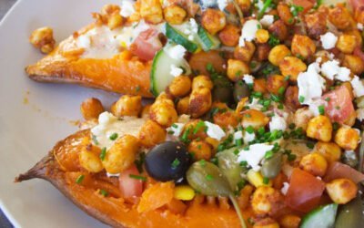 Healthy Mediterranean Baked Sweet Potatoes (easy recipe)