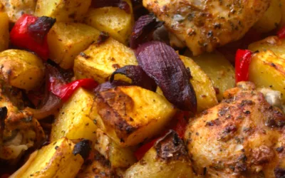 Easy Spanish-Style Baked Chicken Thighs with Potatoes (Healthy, One-Pot Meal)