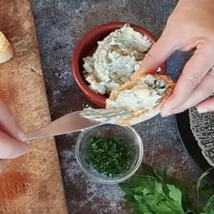 Blue cheese and sherry spread on bread.