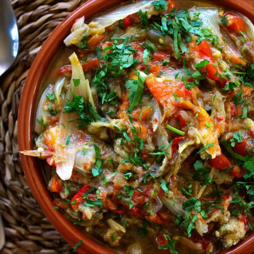 A small bowl of Catalan roasted Vegetables