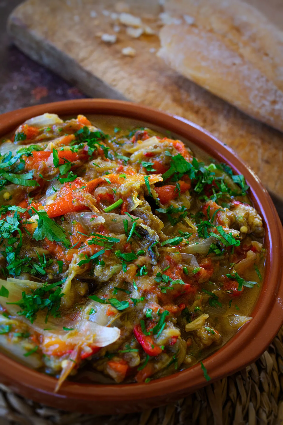 A small bowl of Catalan roasted Vegetables