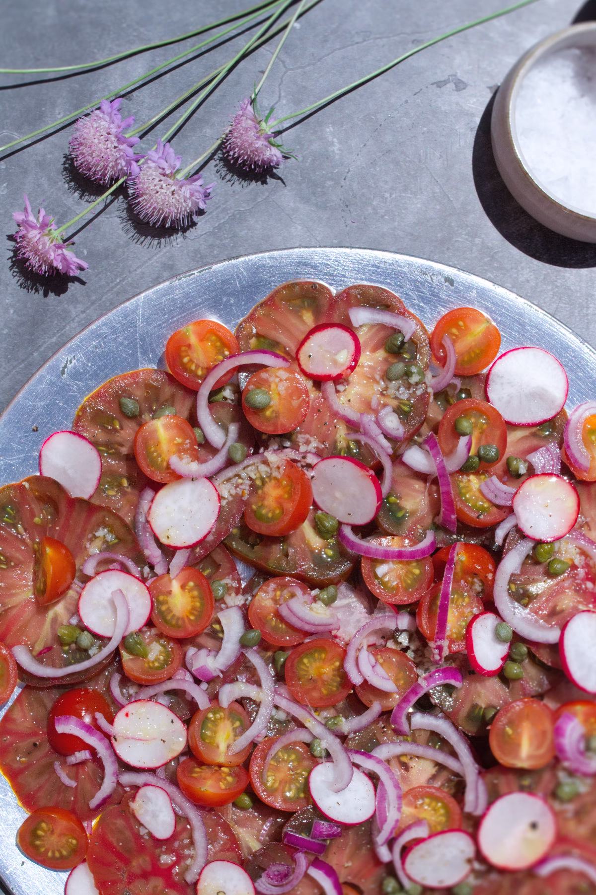 A platter of Spanish Tomato salad