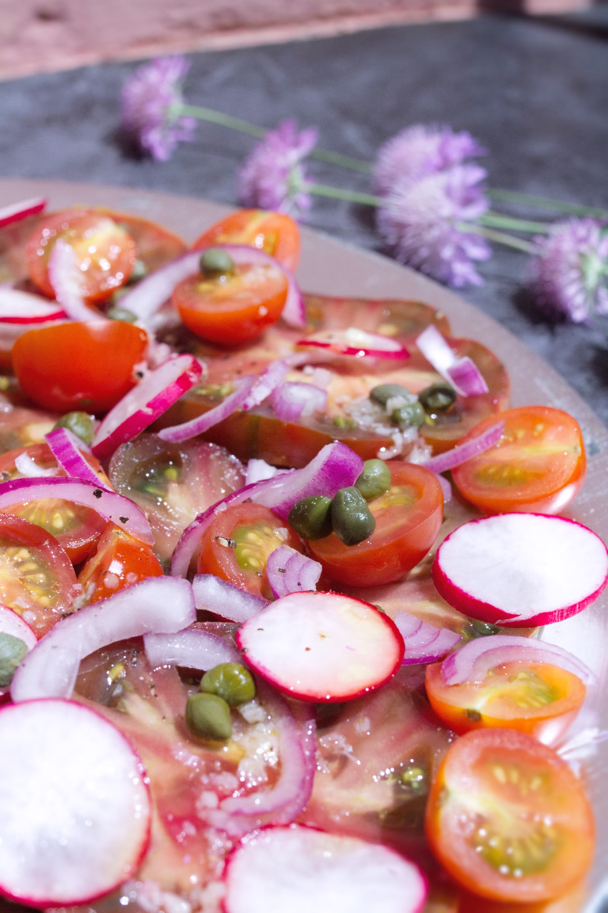 A platter of Spanish Tomato salad