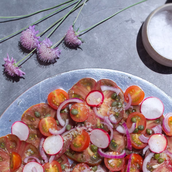 A platter of Spanish Tomato salad