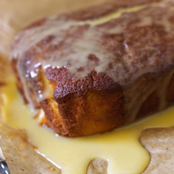 a lemon bizcocho with a lemon glaze