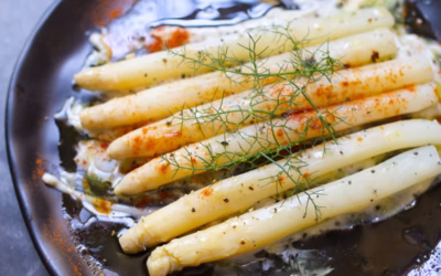 White Asparagus with Blue Cheese and Fennel