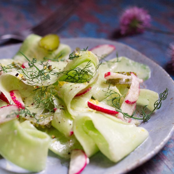 A no mayo cucumber salad