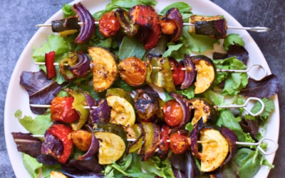Mediterranean Veggie Skewers with a Yogurt and Paprika Marinade