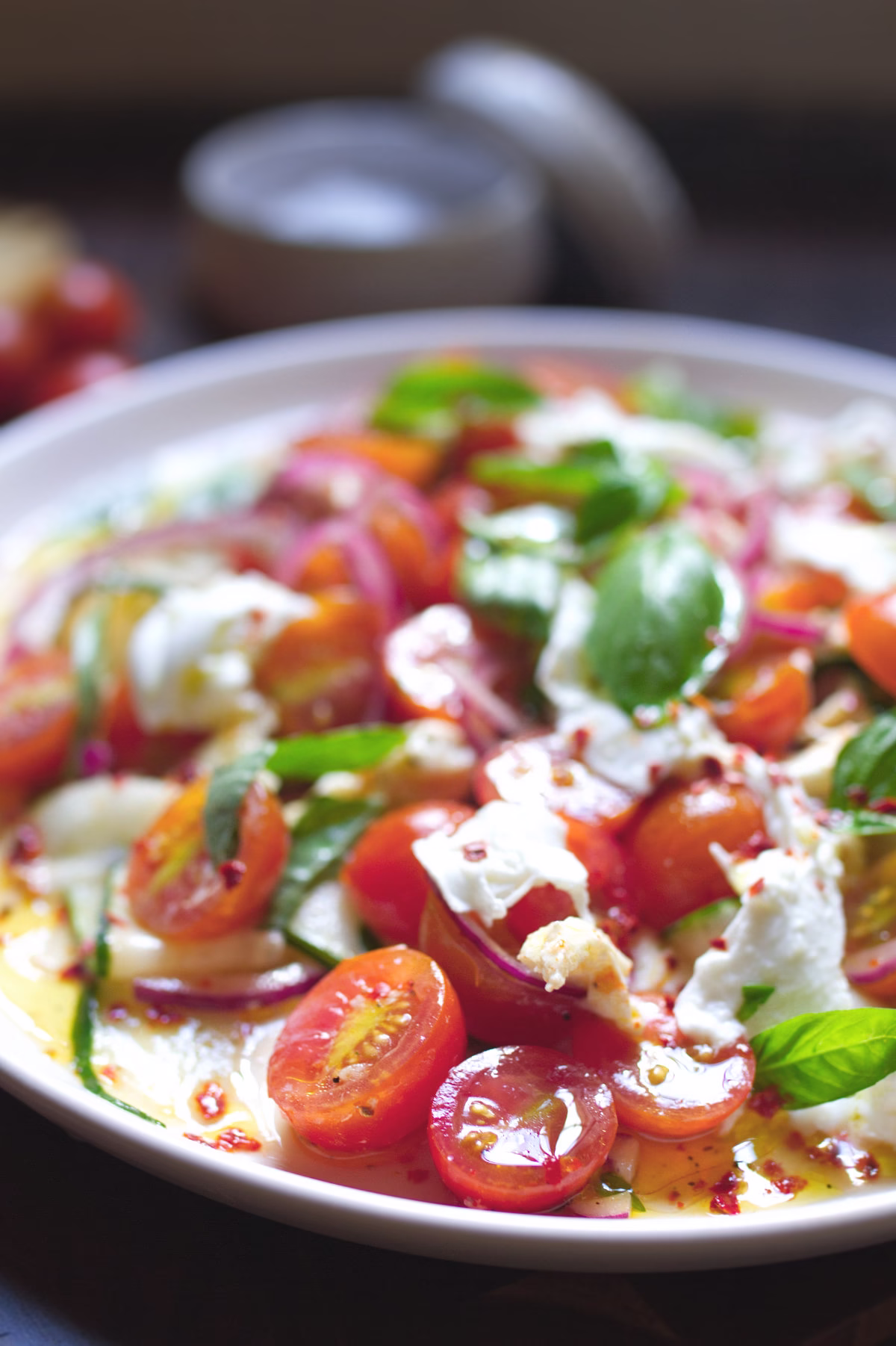Cherry Tomato & Mozzarella Salad with Tangy Lemon Vinaigrette is the perfect summer dish
