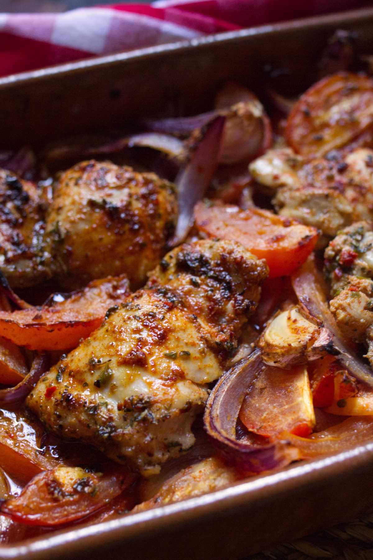a pan of Lazy boy chicken thighs