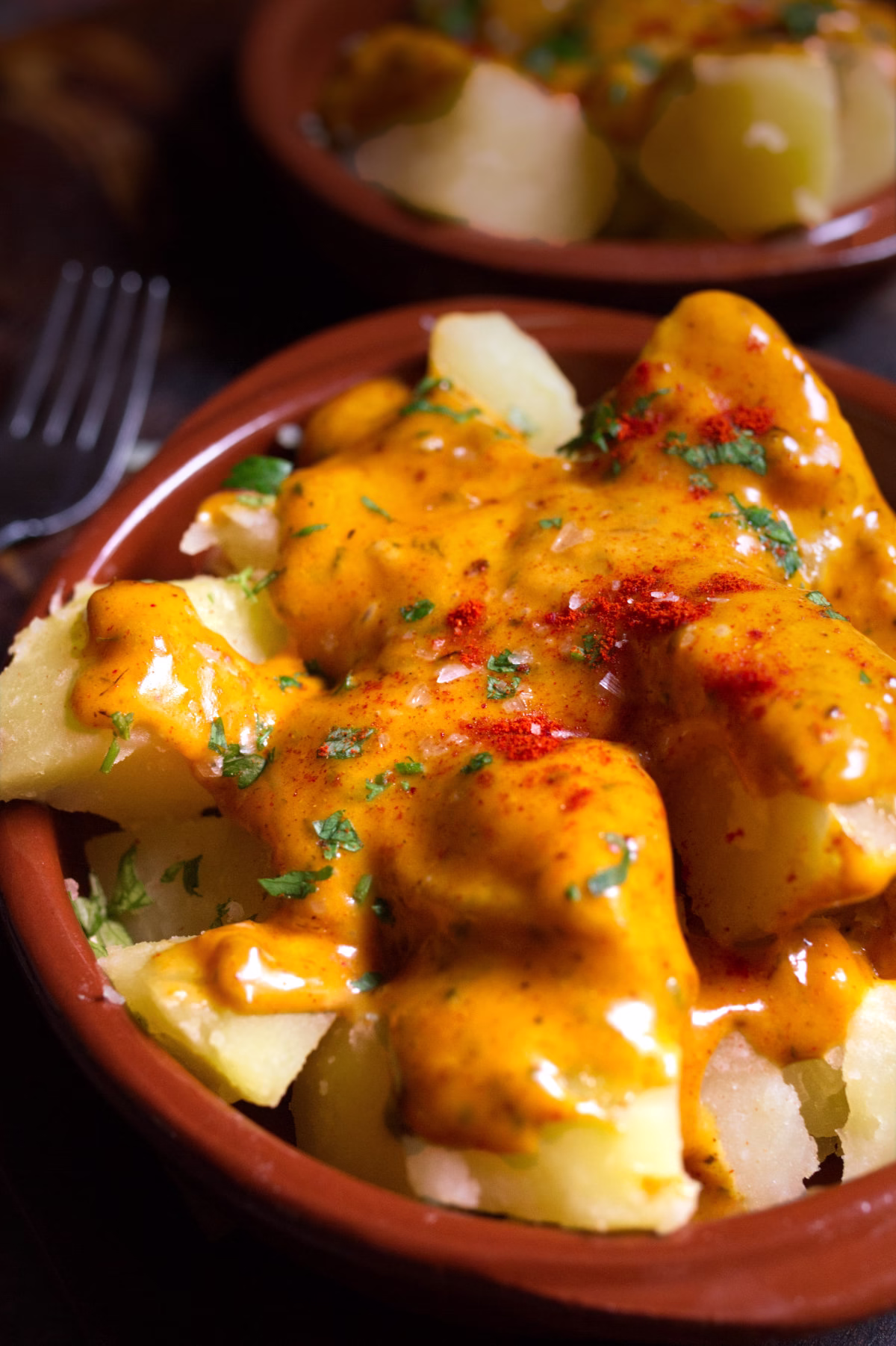 A small tapas serving of Spanish potatoes Mozarabic