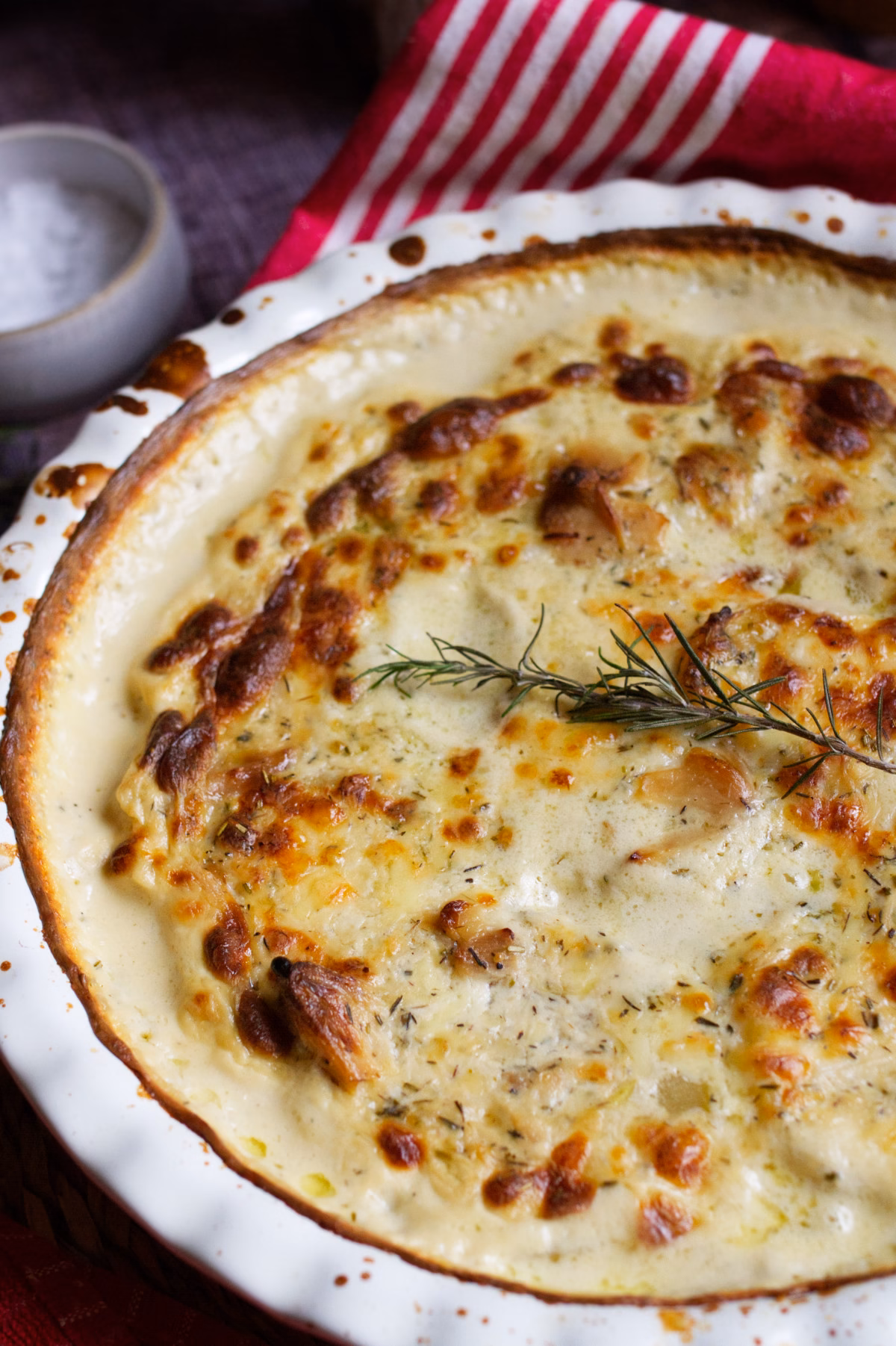 Spanish-Style Potato Gratin-v2 A large dish of Spanish-Style Potato Gratin with Manchego Cheese