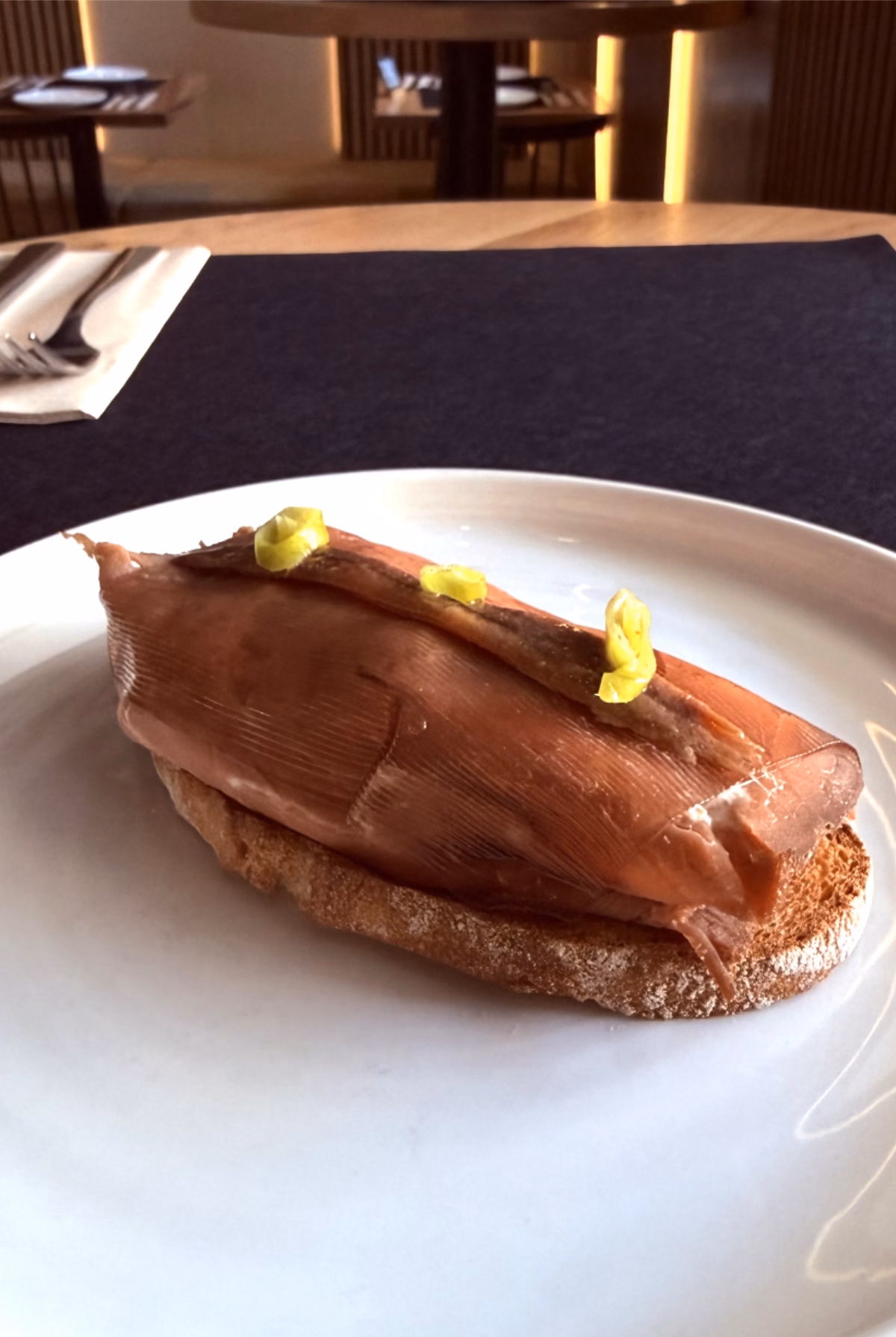 Roast Beef And Anchovy Pintxo - Photo by Alto Bardero A photo of Roast Beef And Anchovy Pintxo - Photo by Alto Bardero