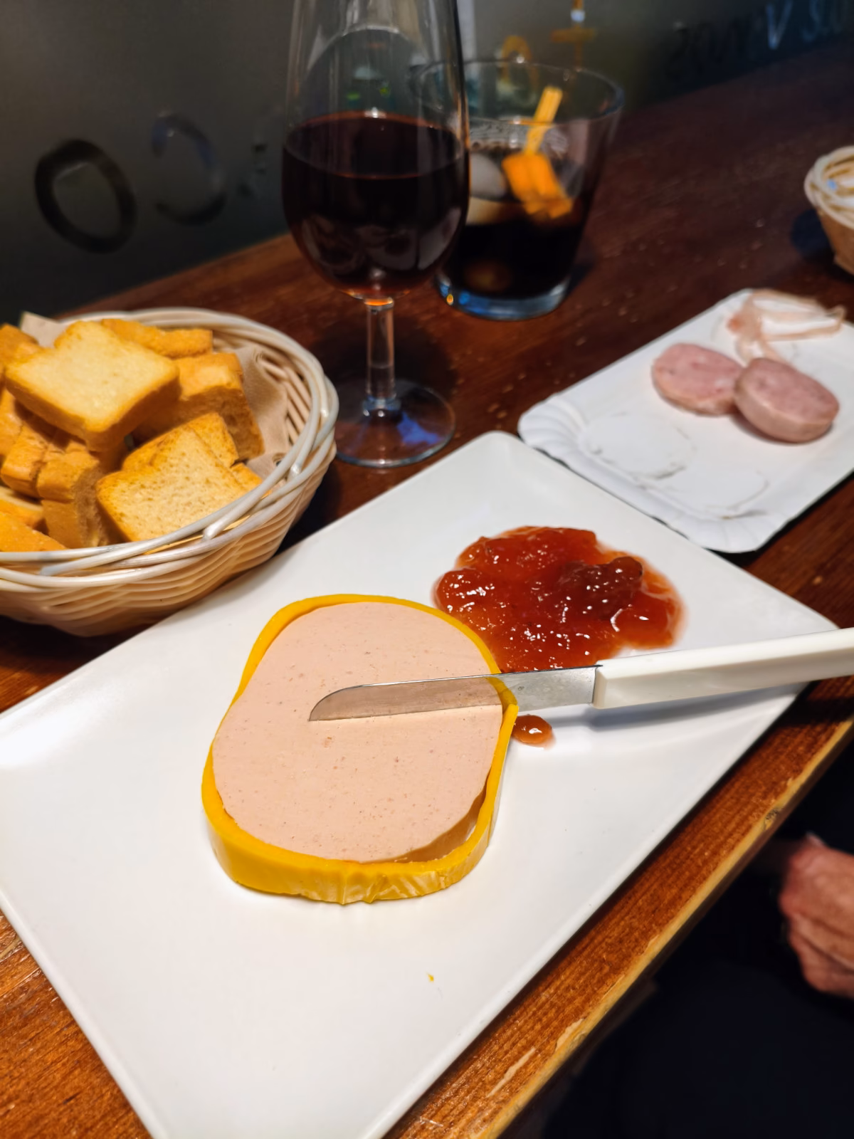 A tapas serving of duck pate from Tabenco Plateros