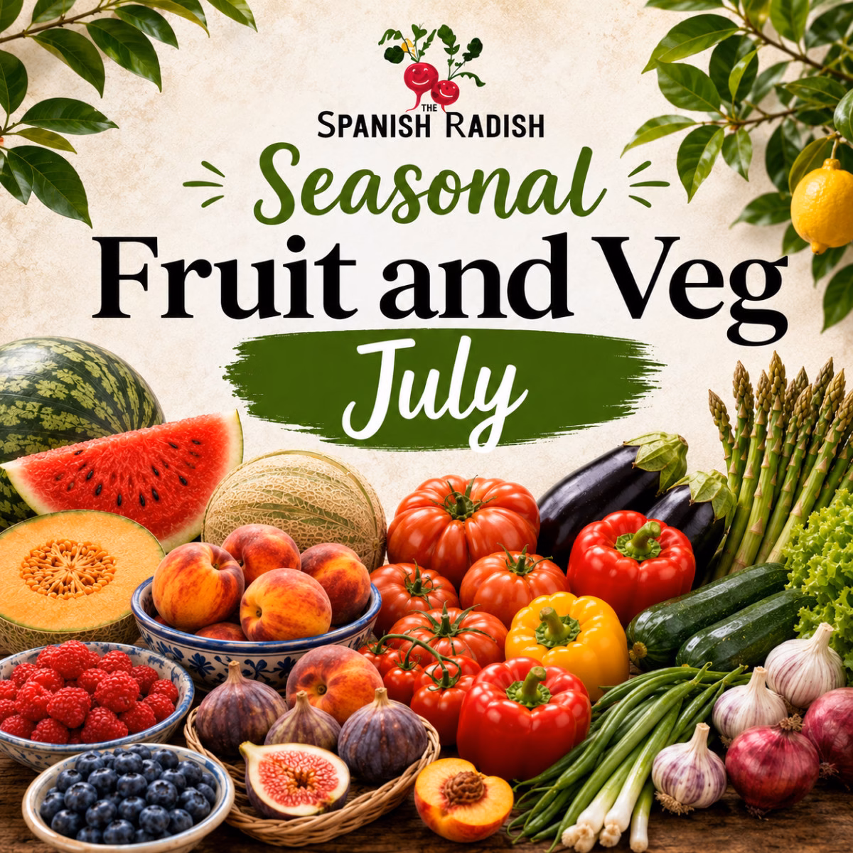 Seasonal fruit and veg in Spain for JULY