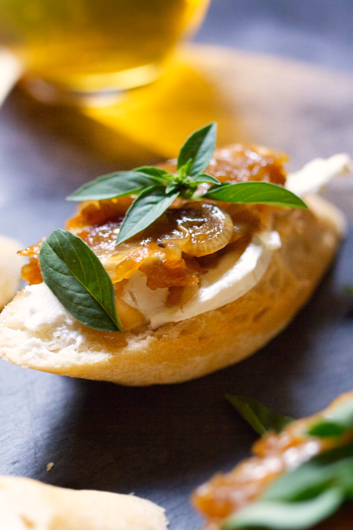 Caramelized onion and Goat Cheese Montaditos