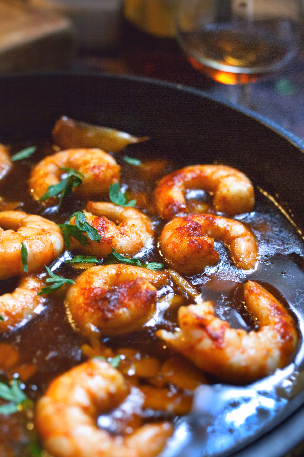 A plate of garlic prawns Andaluz style