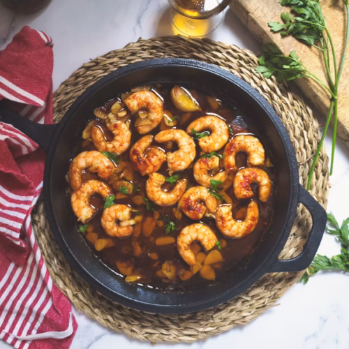 garlic prawns andaluz style-v49 - The Spanish Radish A plate of garlic prawns Andaluz style