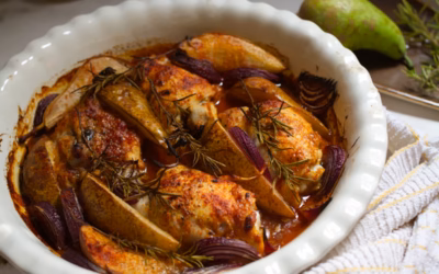 Baked Chicken Thighs With Spiced Pears