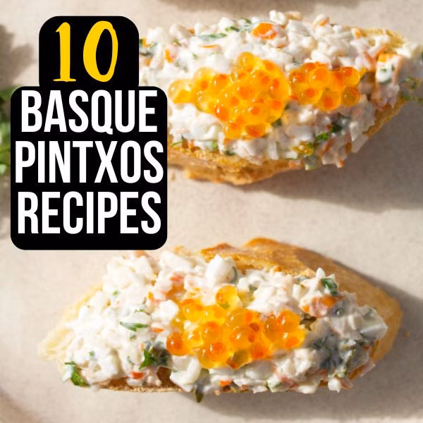 Pinchos on a plate with the title "10 easy pinchos to make at home."